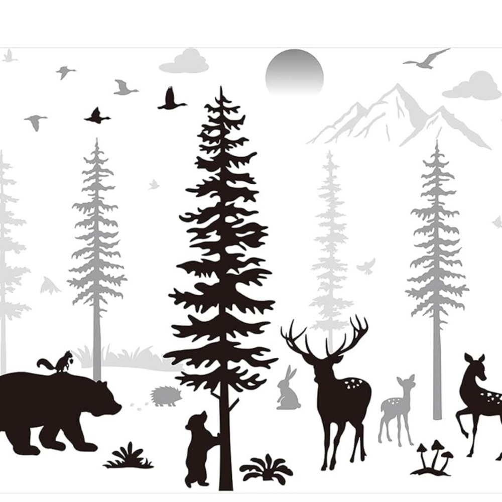 Nursery Wall Decals Forest Deers Wall Stickers Bears Pine Tree Wall Decals (003) - Picture 3 of 4